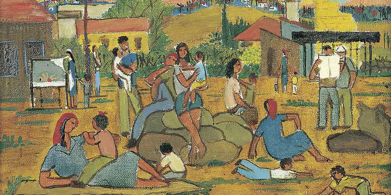 יוחנן סימון, מנוחת שבת בקיבוץ, 1947 צילום - אברהם חי
